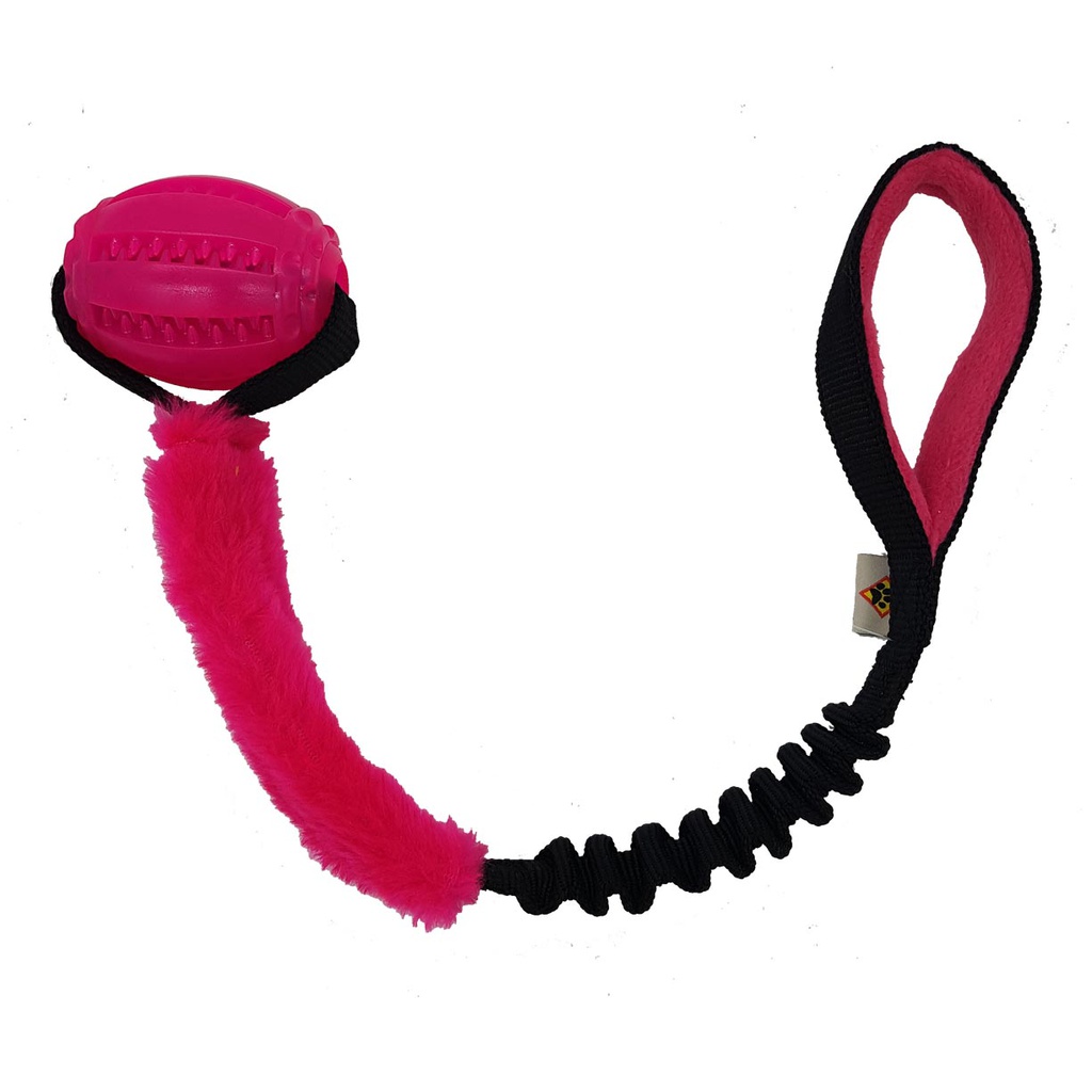 Zerrspielzeug mit Fell und Ball, Dogscraft Ruckby pink-schwarz